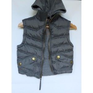 URBAN BEHAVIOR Kids Boys Gray Hooded Sleeveless Puffer Jacket Vest SIZE 5-6